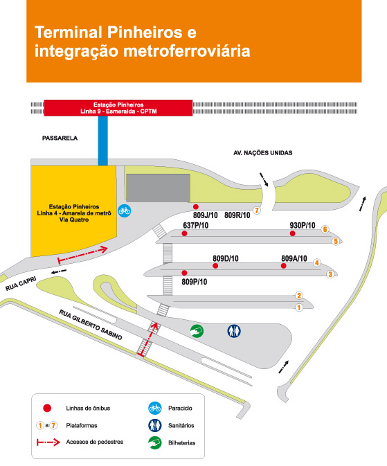 Mapa da Integração Metroferriviária - SPTrans